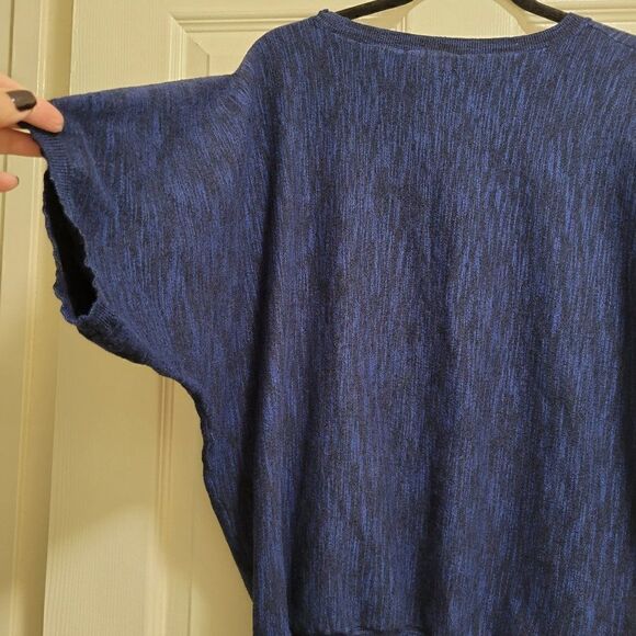 DKNY Blue and White Marled Cropped Top - Picture 5 of 5